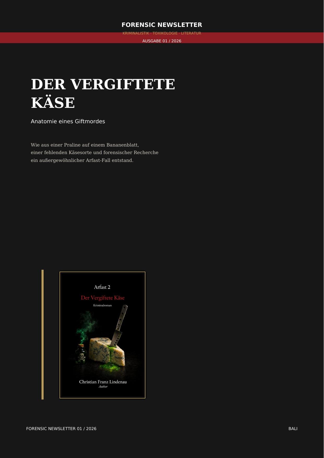 FORENSIC NEWSLETTER 01/2026 – Der vergiftete Käse